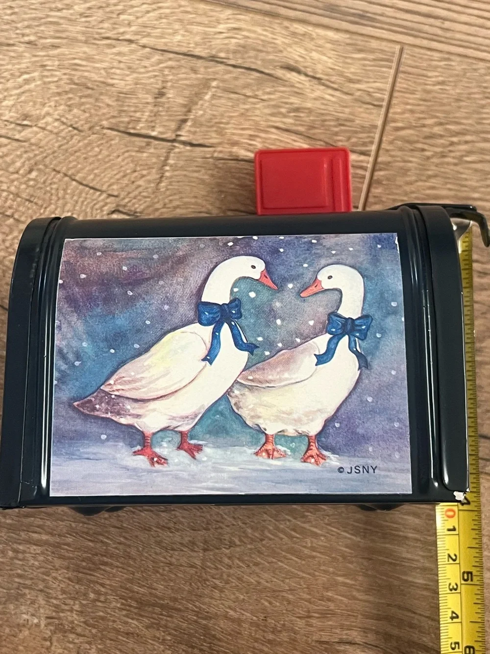 vintage miniature tin geese mailbox